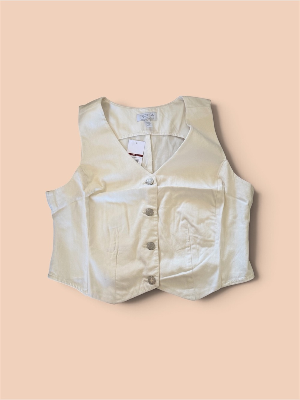 sofia by sofia vergara Cream Button-Front Vest